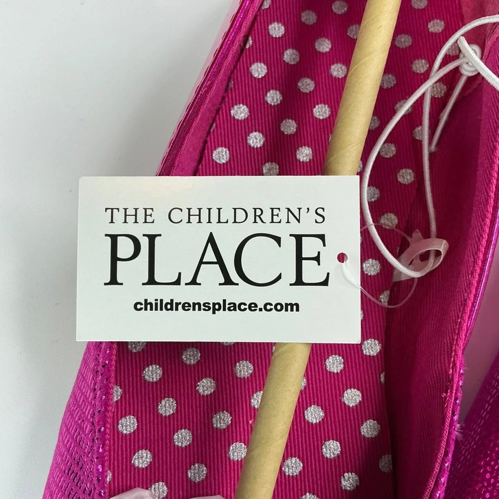 The Children's Place Pink Ballet Flats Youth Size 2 Metallic Fiesta Pink Sparkle